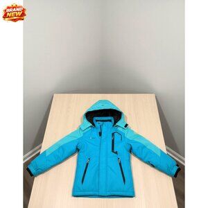 Boys Waterproof Ski Jacket with Detachable Hood, Fleece Lined Winter Coat